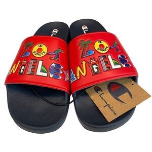 NEW Champion Men's IPO LA Los Angeles Scarlet Navy Slide Sandals